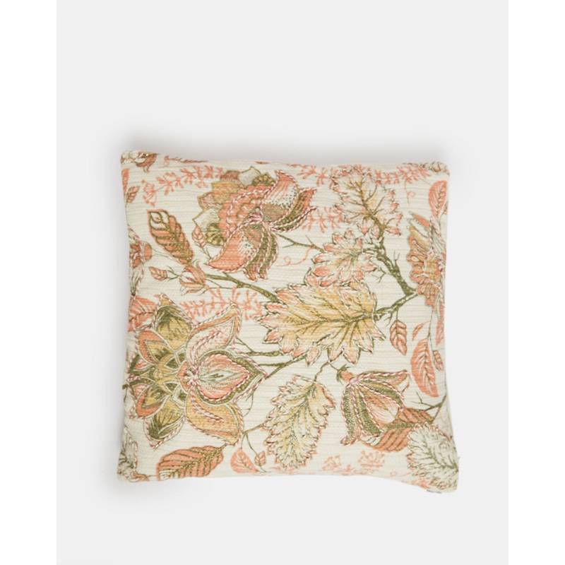 Beige Embroidered Cushion