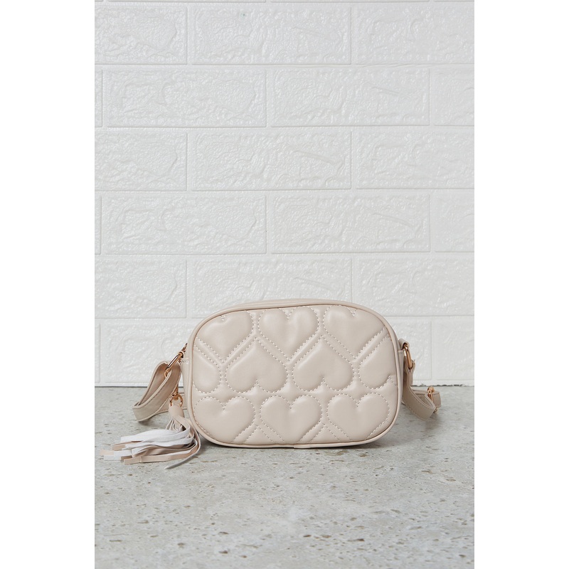 Girls Beige Quilted Crossbody Bag