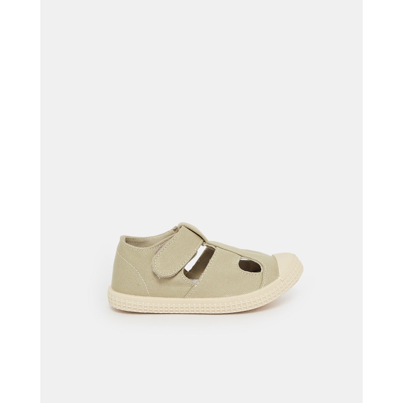 Infant Boys Beige T-Bar Sneakers