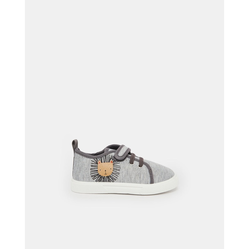 Infant Boys Grey Printed Velcro Sneaker