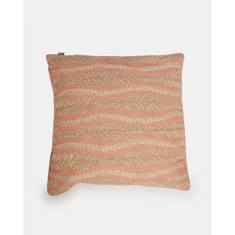 Rust Botanical Embroidered Cushion