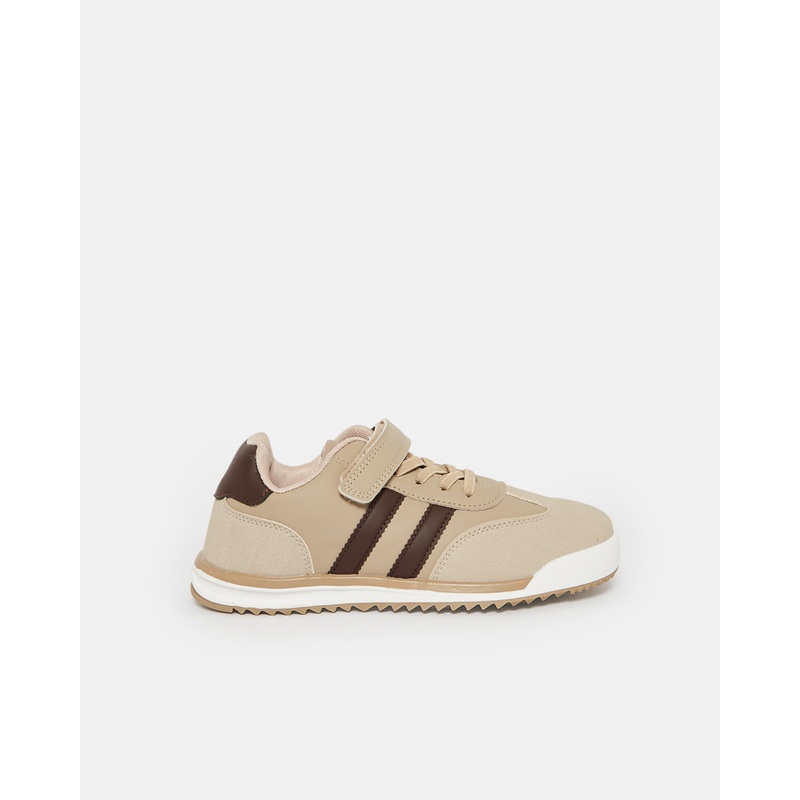 Senior Boys Beige Striped Sneakers