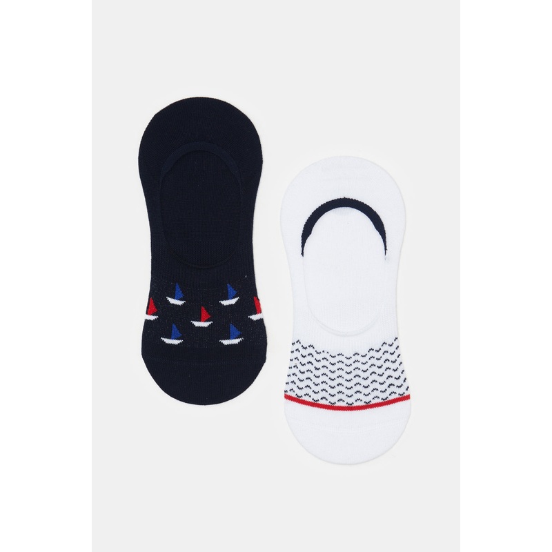 Senior Boys Black And White Invisible Socks Set (Pack Of 2)