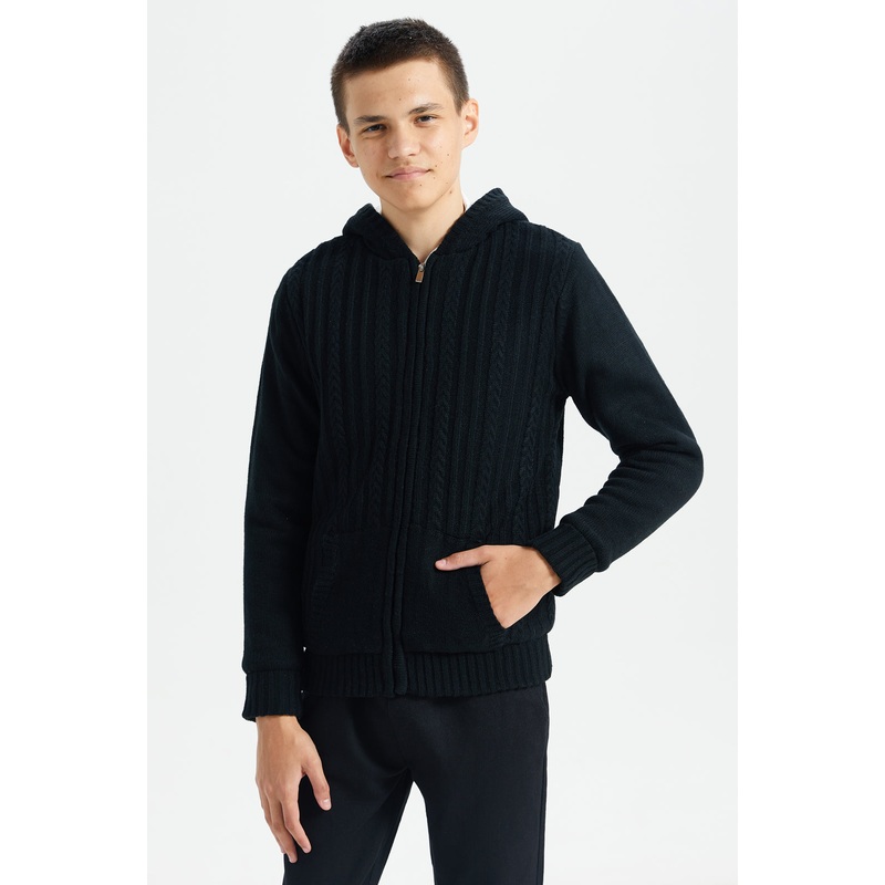 Senior Boys Black Knitted Cardigan
