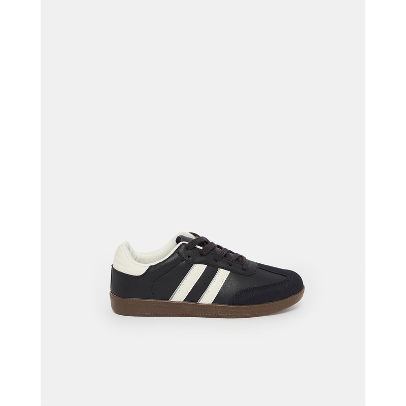 Senior Boys Black Retro Sneakers