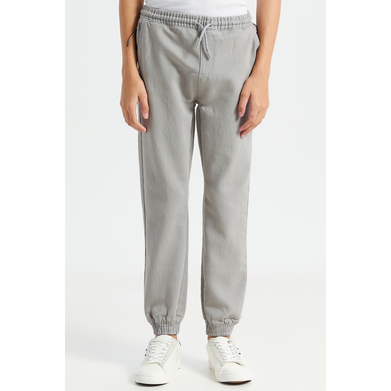 Senior Boys Grey Denim Jeans With Cuff