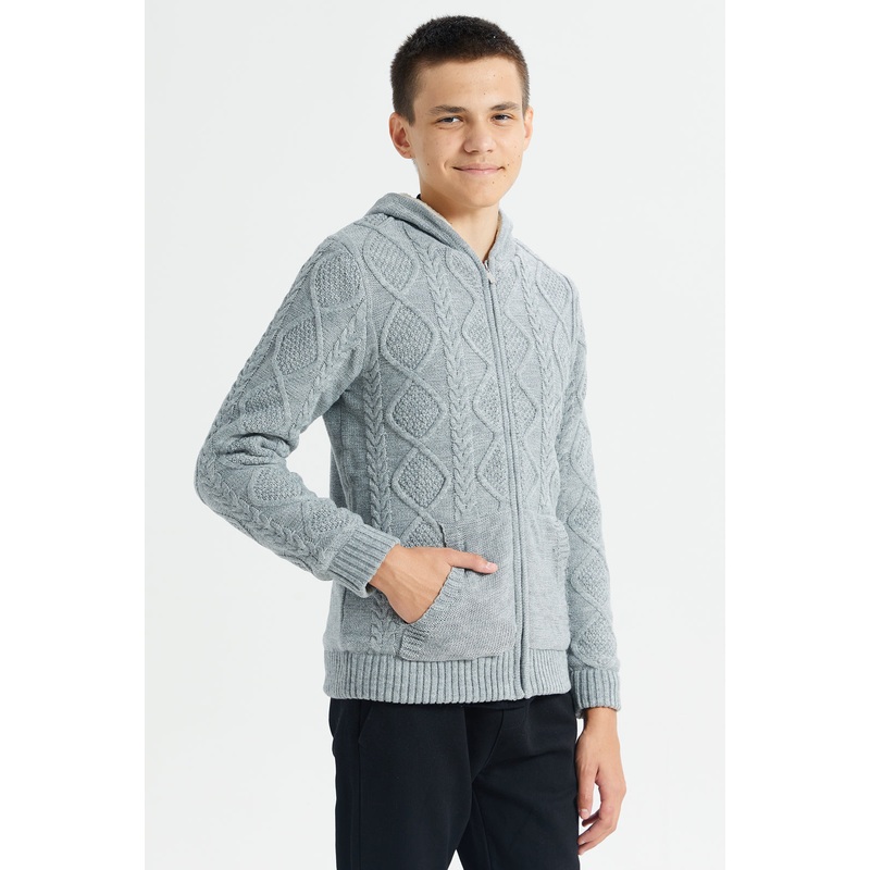 Senior Boys Grey Knitted Cardigan