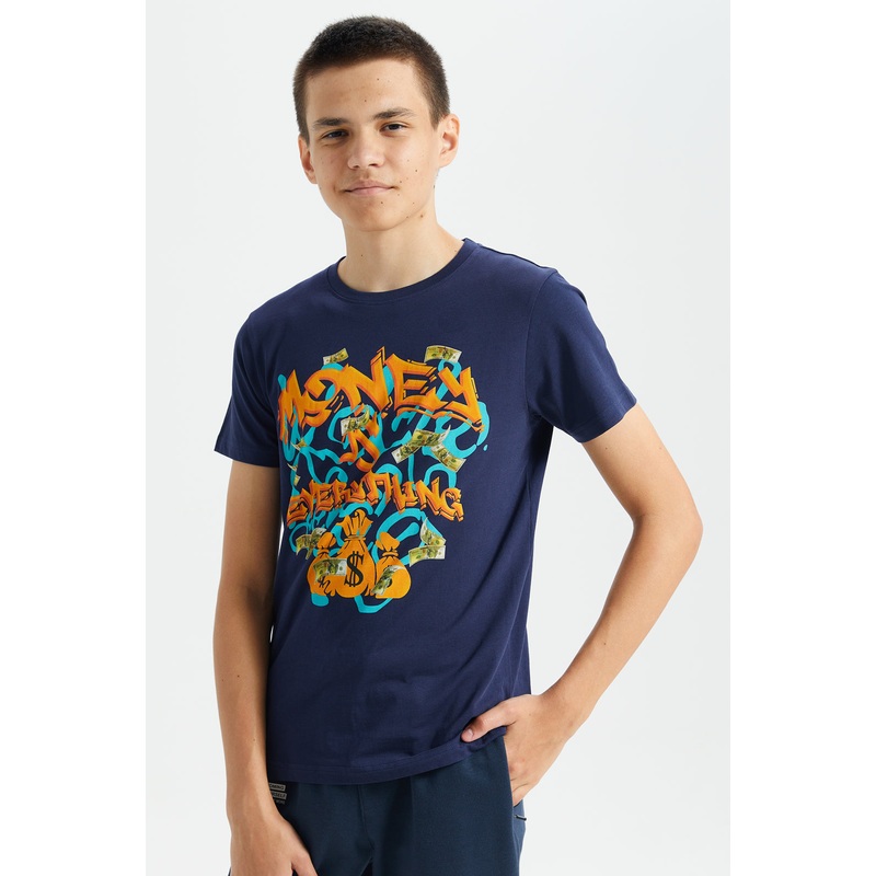 Senior Boys Navy Money Is Everything Printed T-Shirt