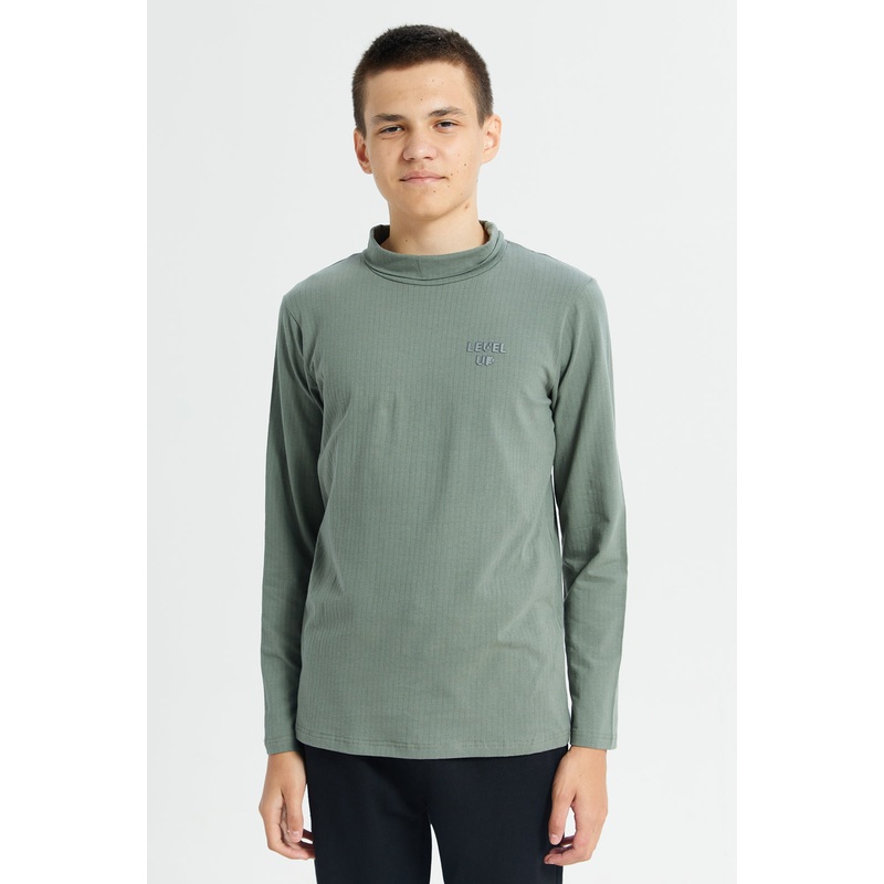 Senior Boys Olive High Neck T-Shirt