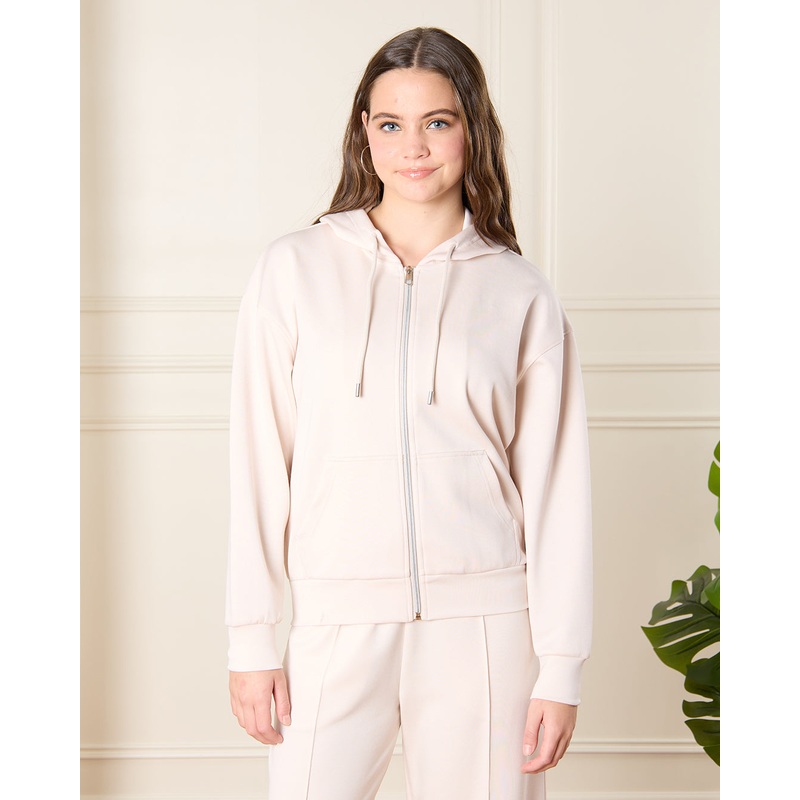 Senior Girls Beige Hooded Sweatshirt