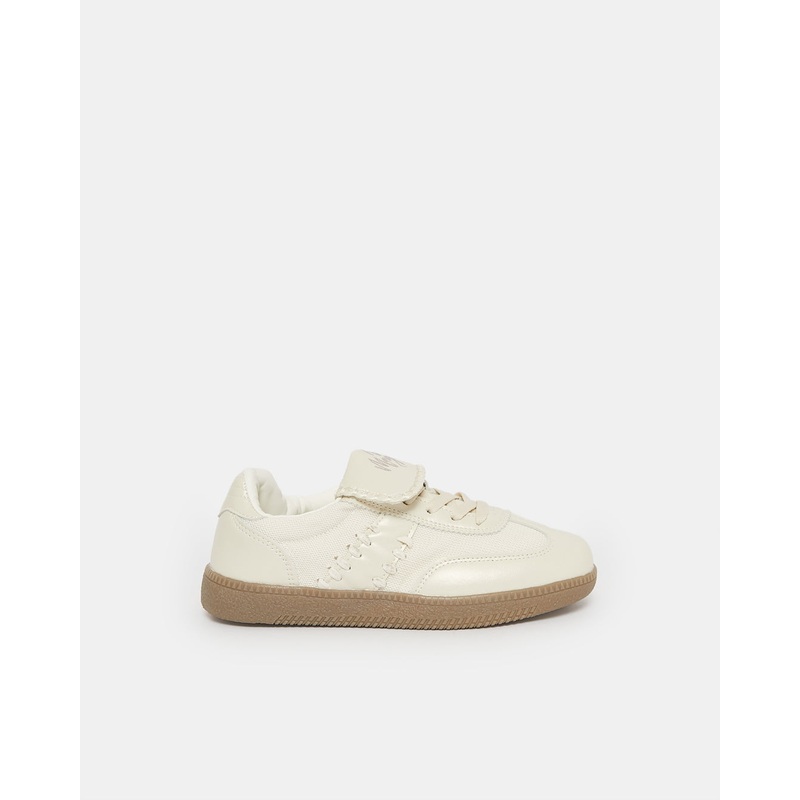 Senior Girls Cream Embellished Sneakers