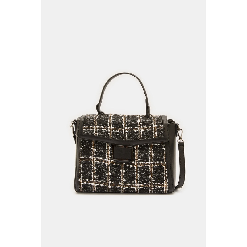 Women Black Tweed Bollin Bag