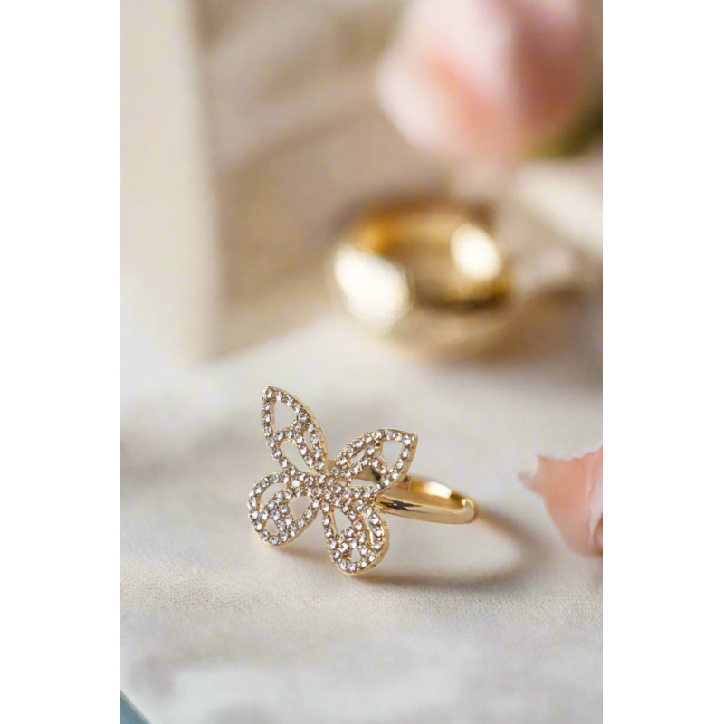 Women Gold  Butterfly Embellished Ring