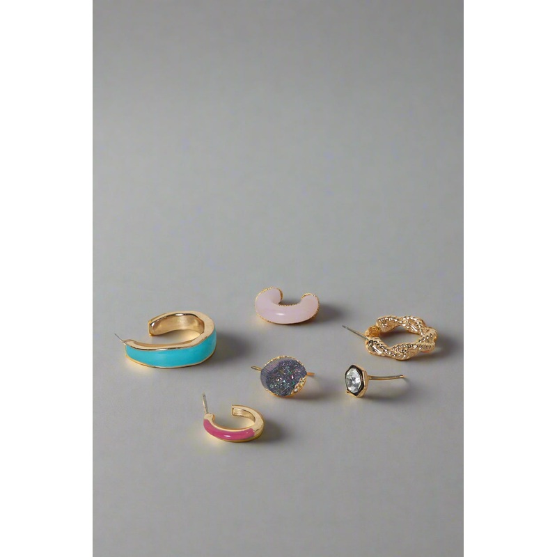 Women Multicolour Embellished Ring Set (6 Piece)