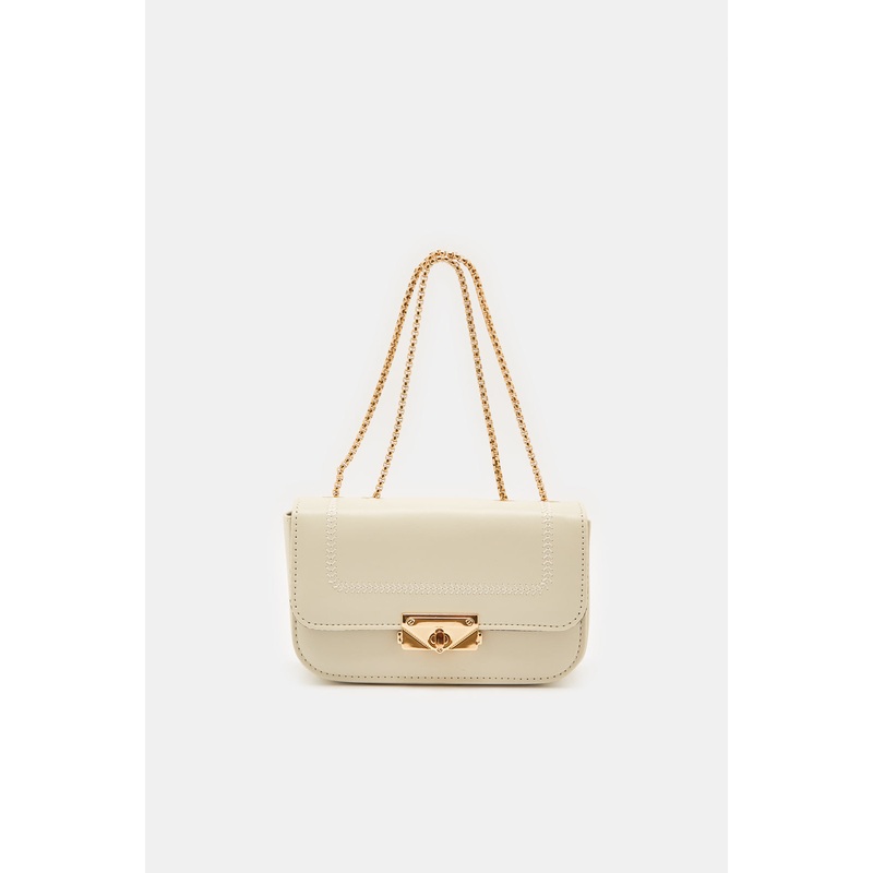 Women White Embellished Handbag