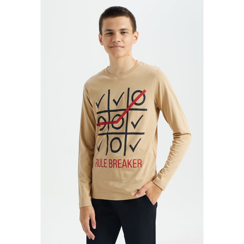 Beige Rule Breaker Print T-Shirt