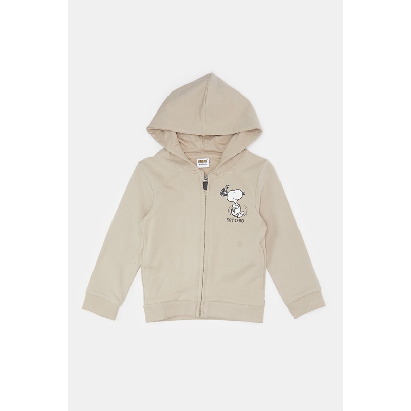 Infant Boys Beige Snoopy Hooded Sweatshirt