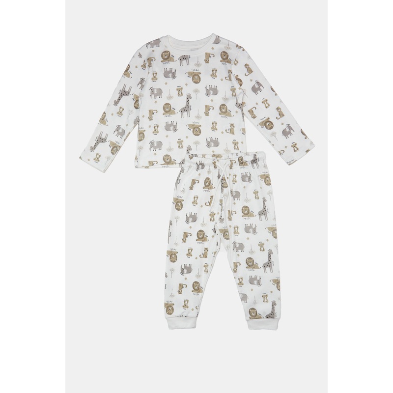 Infant Boys Cream Lion Printed Pyjama Set (2 Piece)