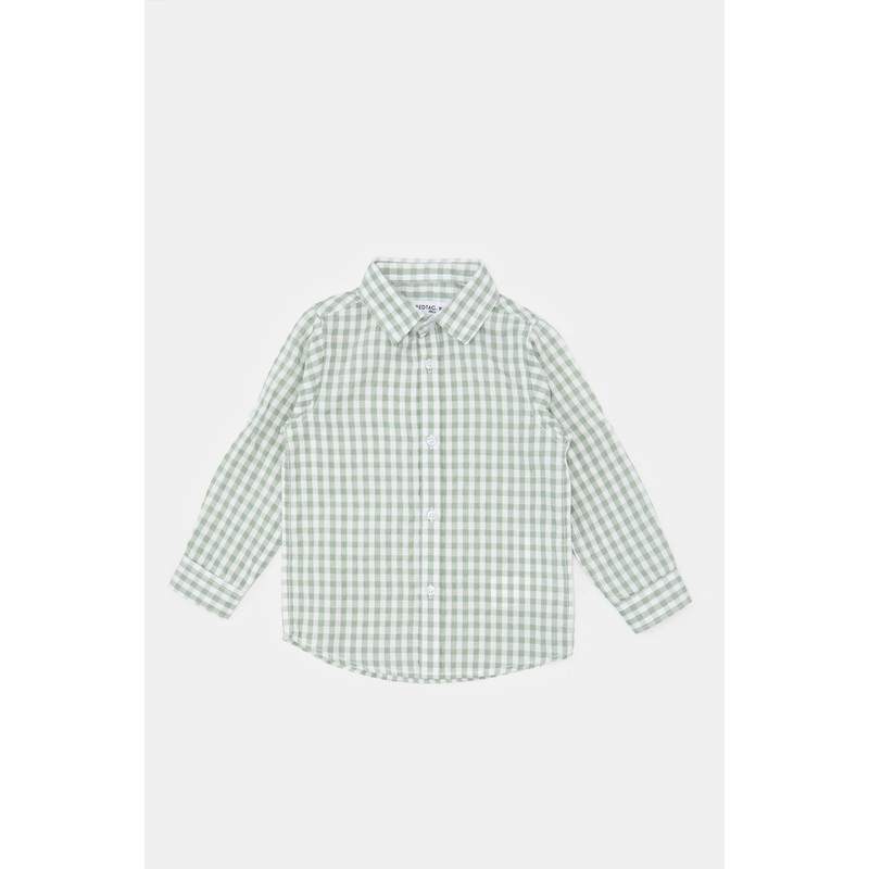 Infant Boys Green Checkered Shirt
