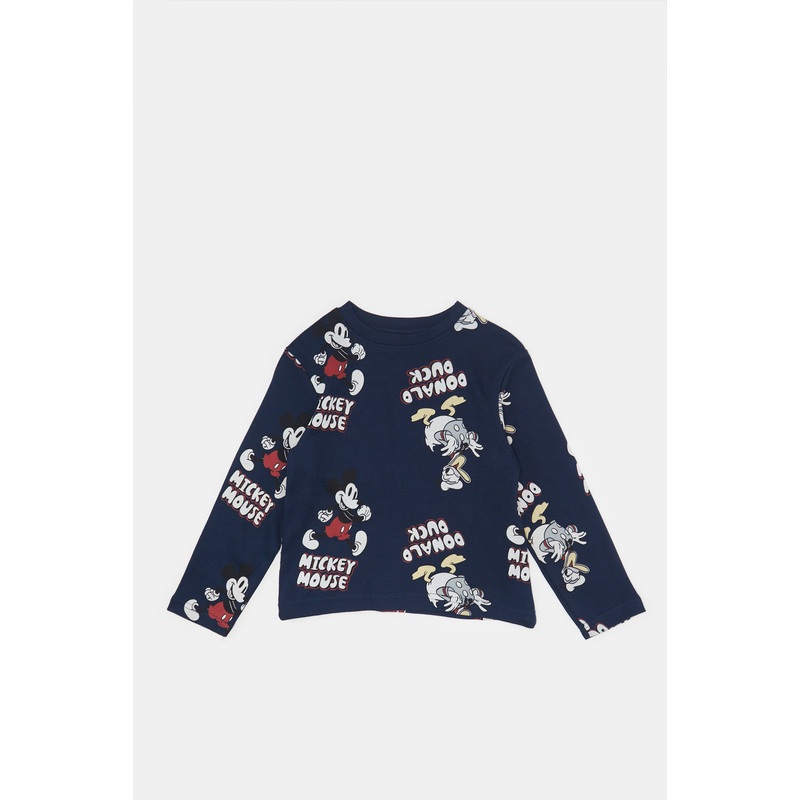 Infant Boys Navy Mickey And Donald Printed T-Shirt