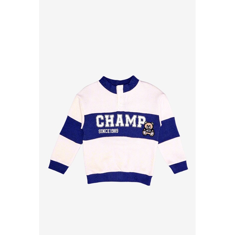 Infant Boys White And Blue Striped Sweatshirt