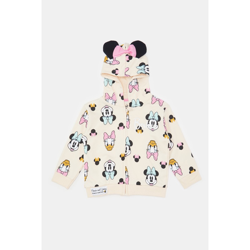 Infant Girls Beige Mini Mouse Printed Sweatshirt