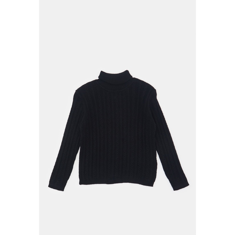 Infant Girls Black Knitted High Neck Pullover