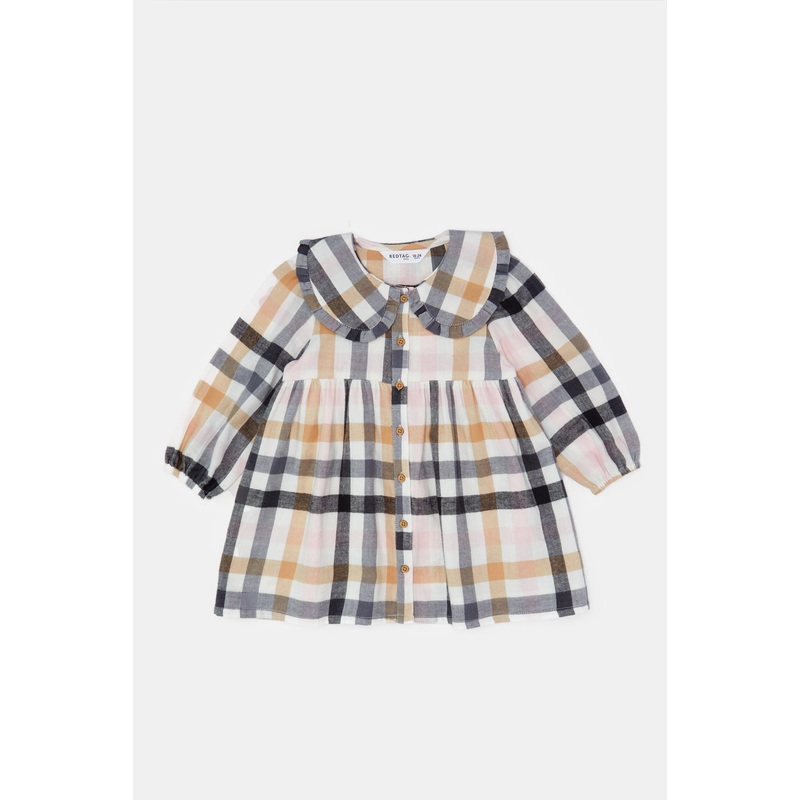 Infant Girls Grey Checkered Dress