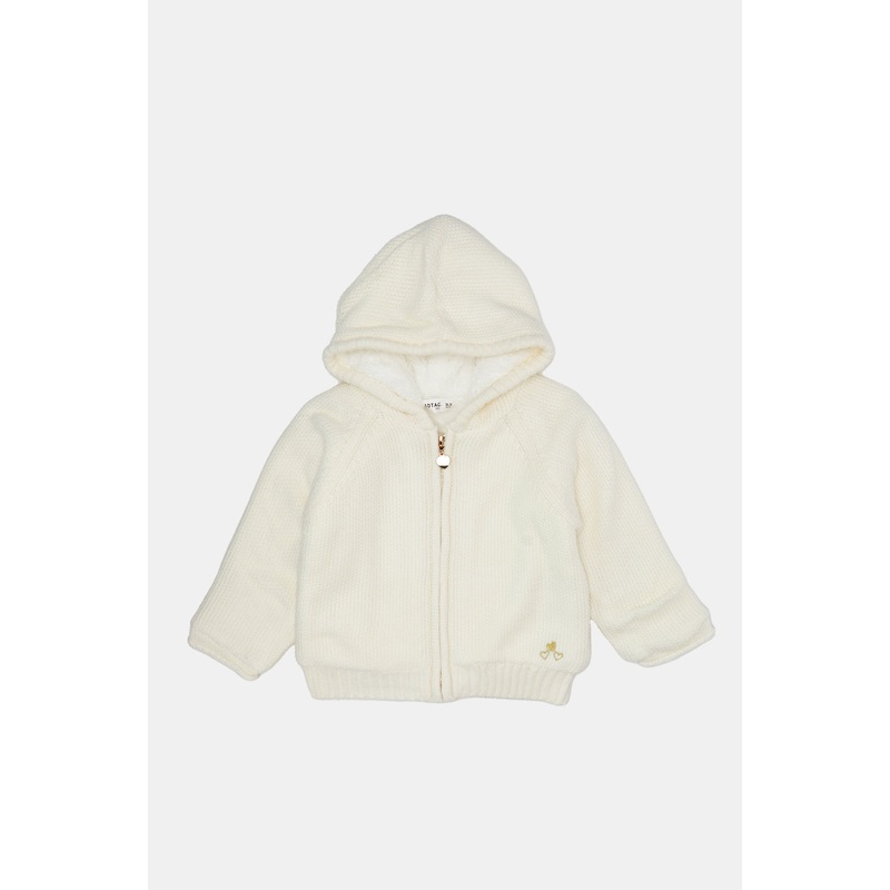 Infant Girls Ivory Fur Heavy Cardigan