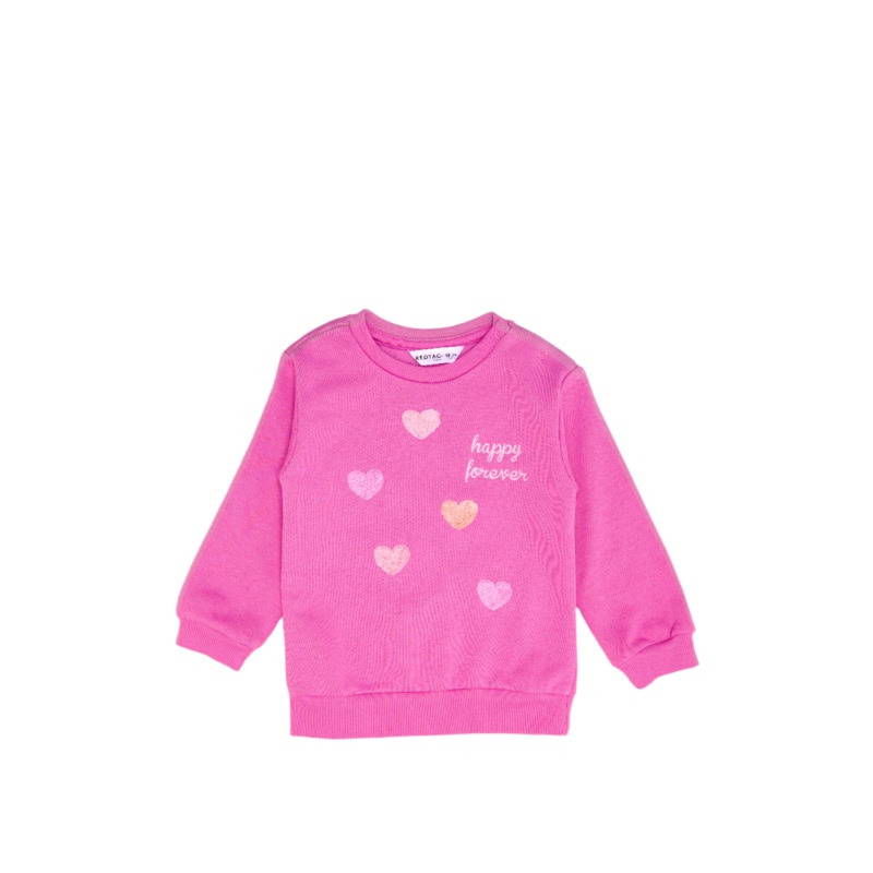 Infant Girls Mauve  All Over Heart Sweatshirt