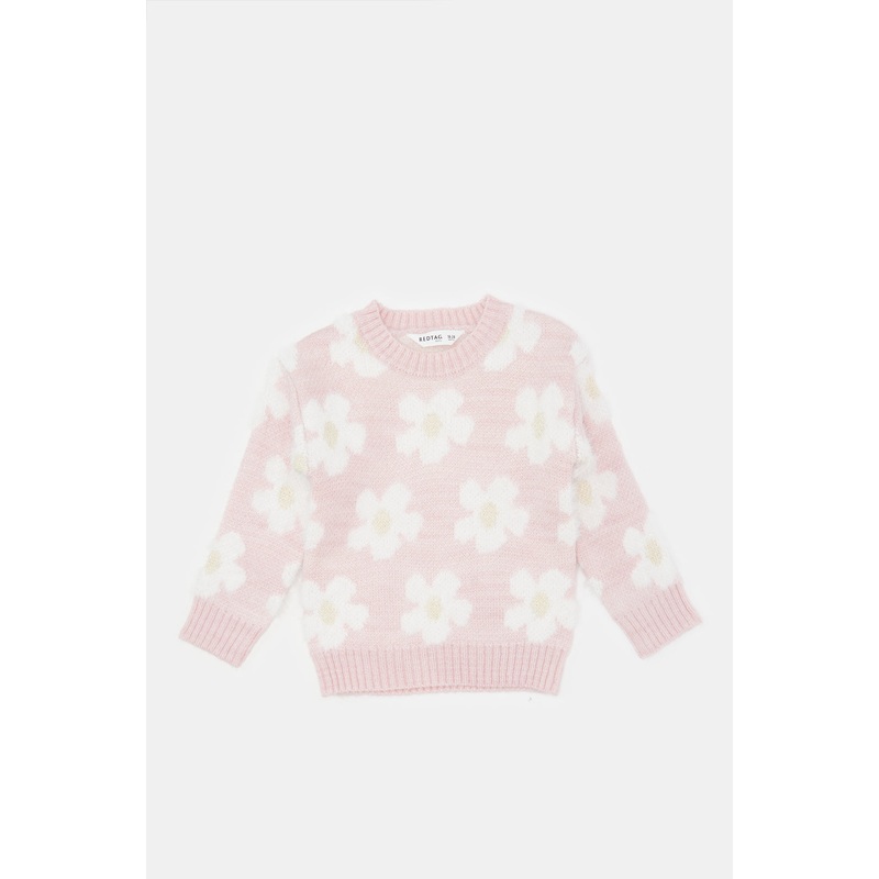 Infant Girls Pink Floral Knitted Pullover