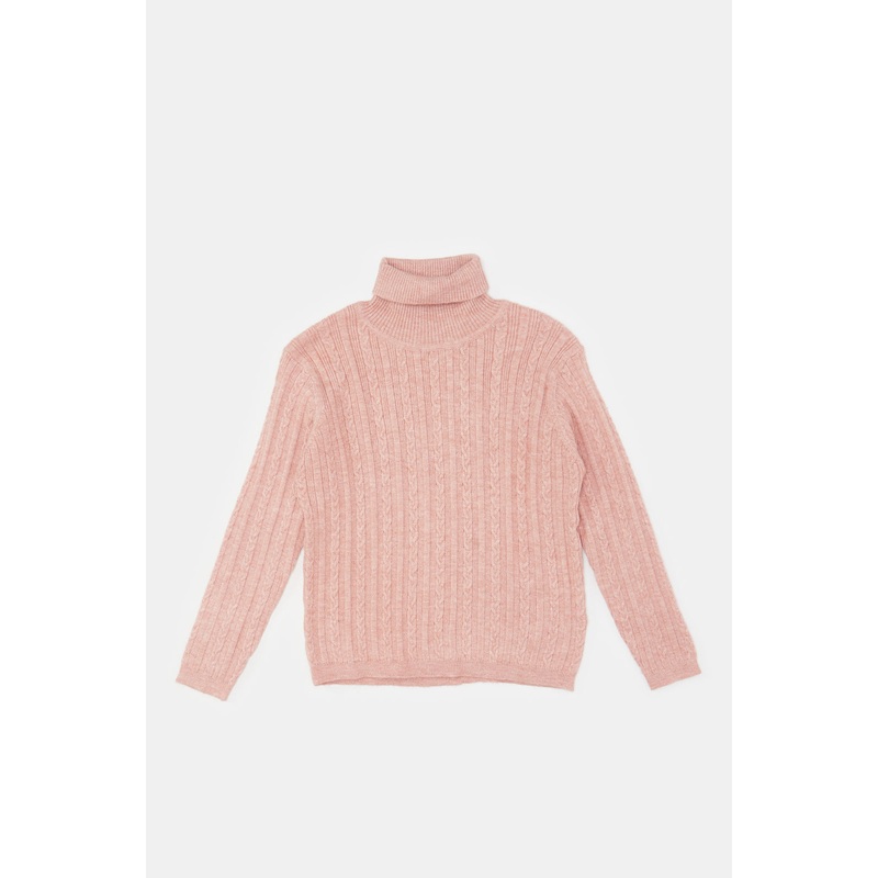 Infant Girls Pink Knitted High Neck Pullover