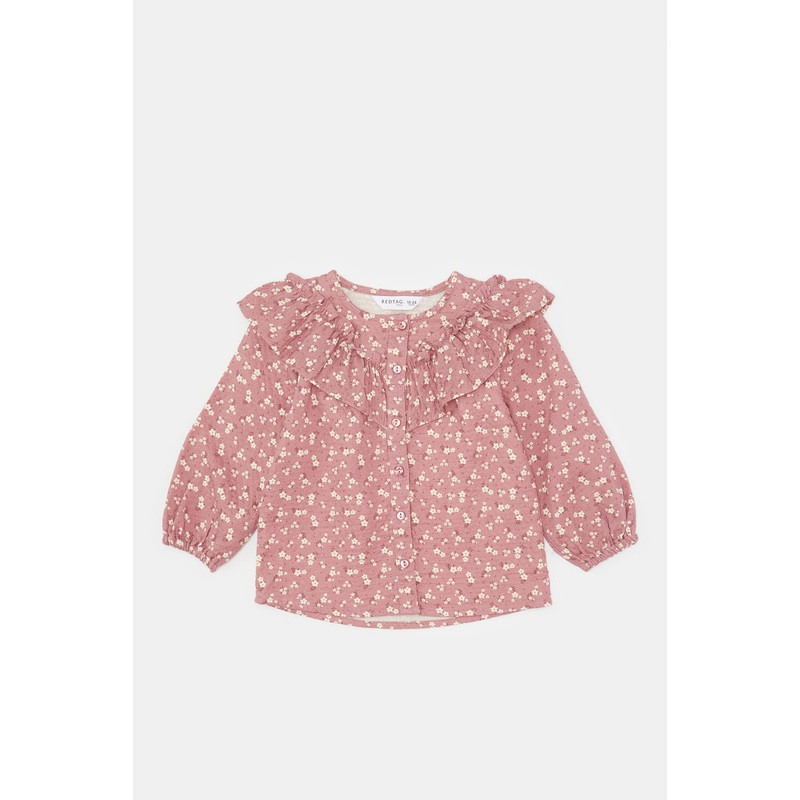 Infant Girls Pink Printed Casual Blouse