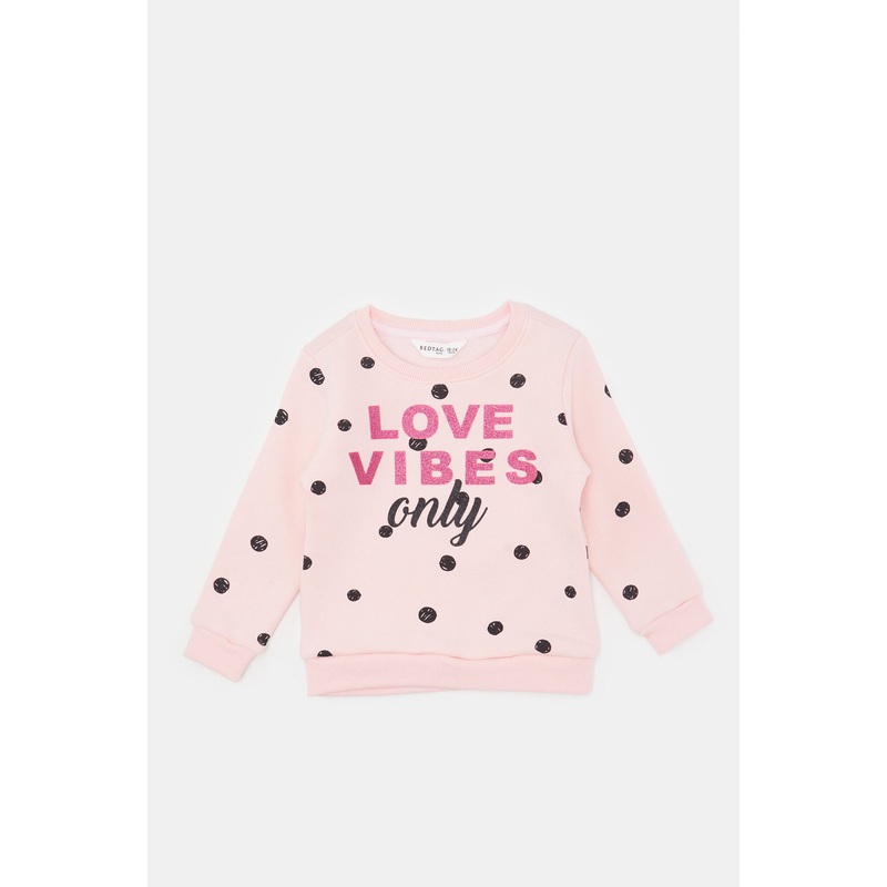 Infant Girls Pink Printed Sweatshirt