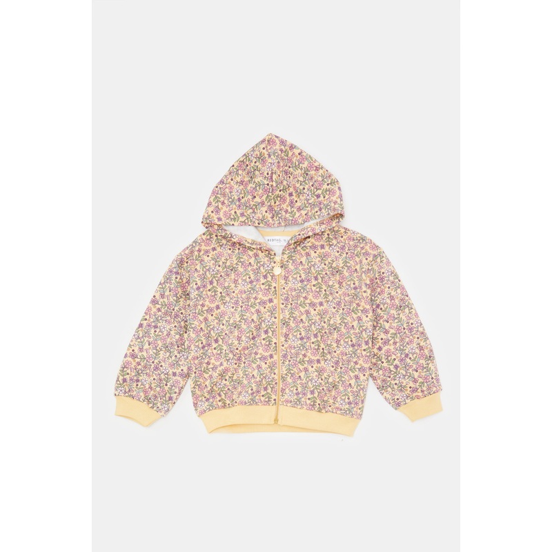 Infant Girls Yellow Printed Sweatshirt