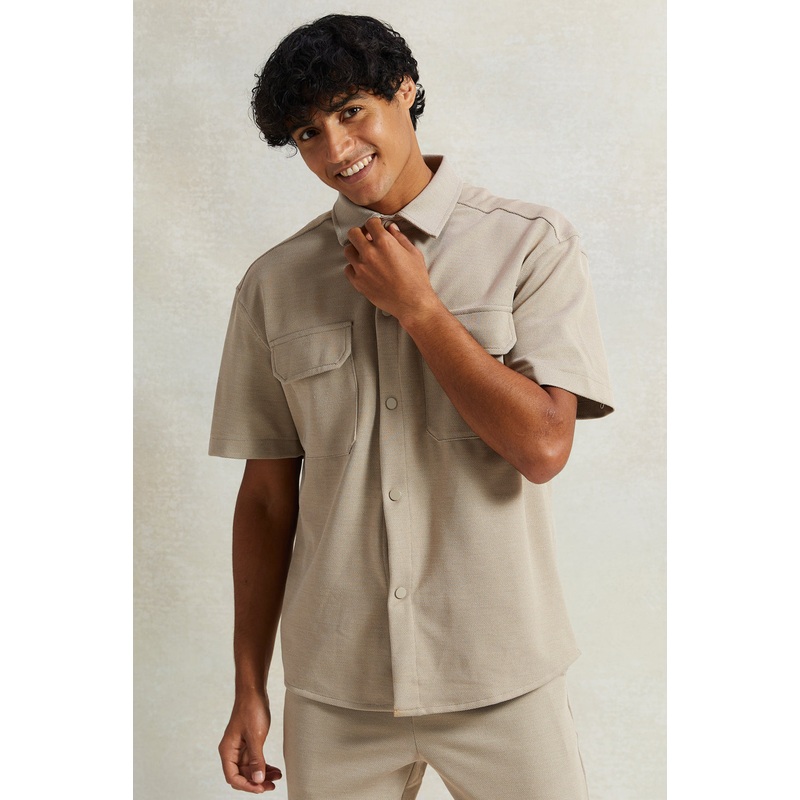 Men Beige Boxy Fit Shirt|Small|Medium|Large|X-Large|XX-Large
