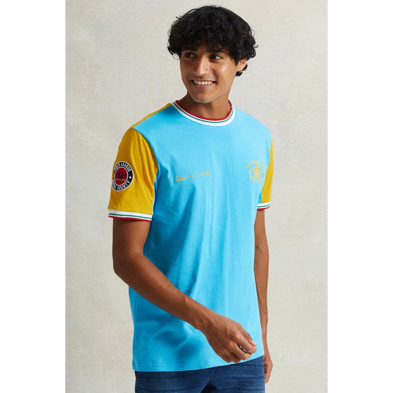 Men Blue T-Shirt With Chest Logo