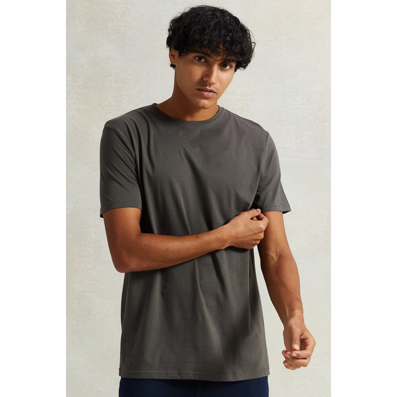 Men Charcoal Crew Neck T-Shirt