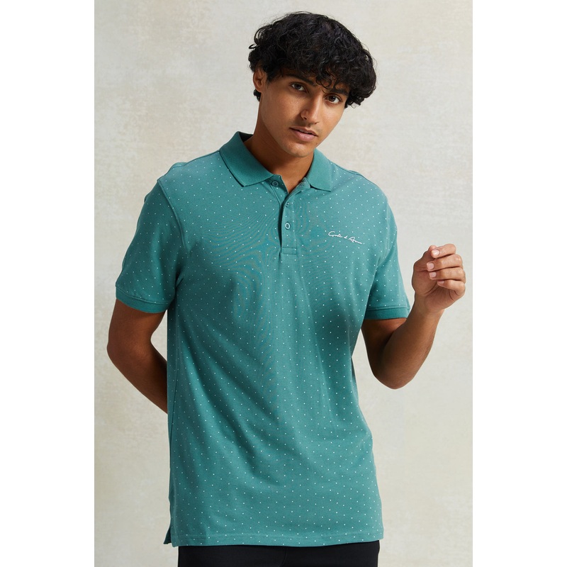 Men Green Printed Polo Shirt|Small|Medium|Large|X-Large|XX-Large