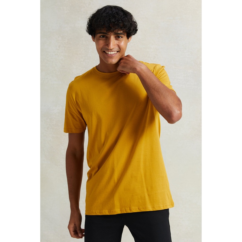 Men Mustard Solid T-Shirt|Small|Medium|Large|X-Large|XX-Large