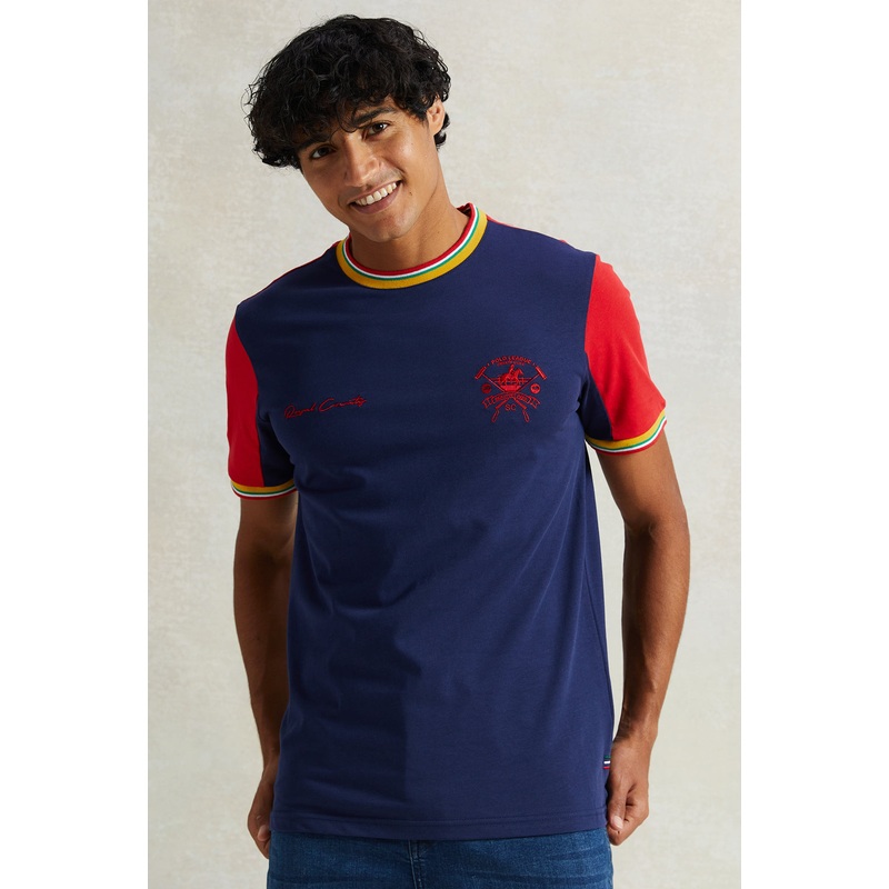 Men Navy T-Shirt With Chest Logo