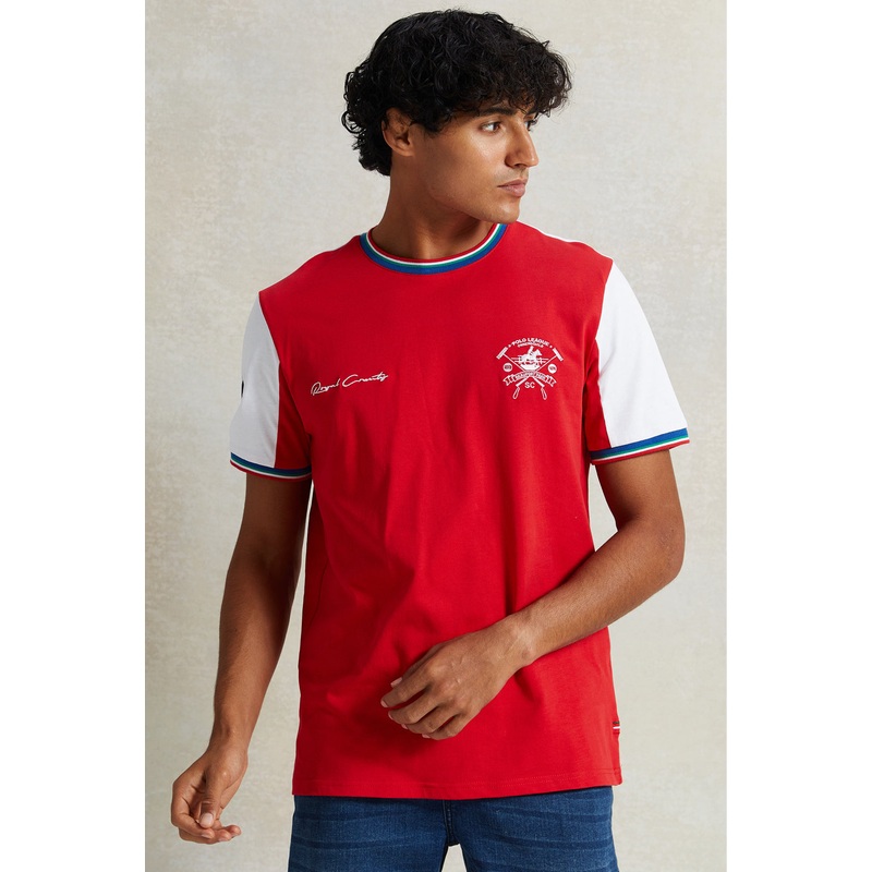Men Red T-Shirt With Chest Logo