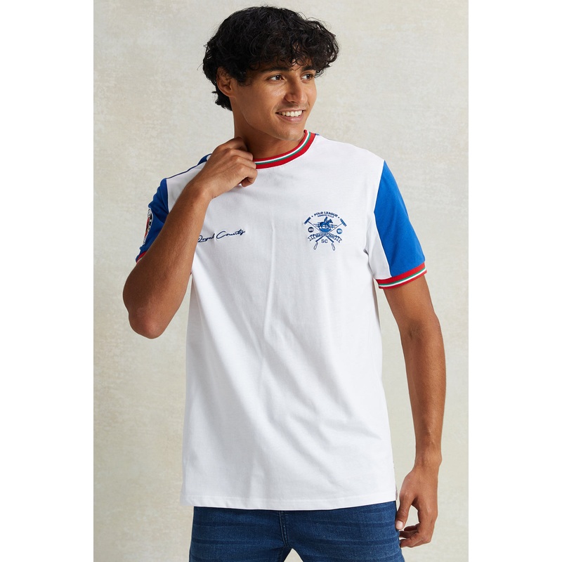 Men White T-Shirt With Chest Logo