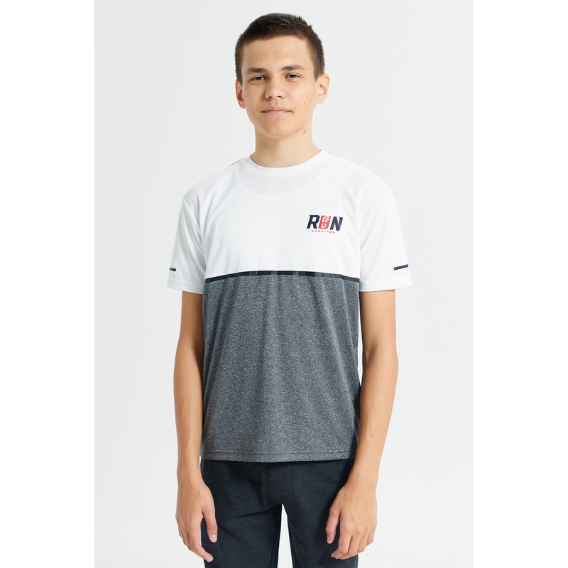 Senior Boys White And Grey T-Shirt