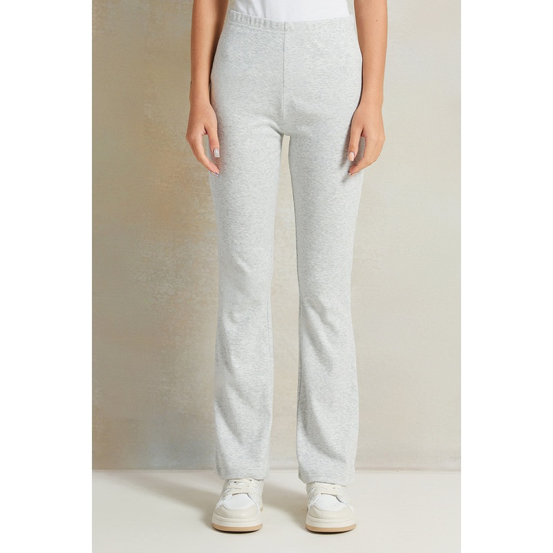 Senior Girls Grey Flared Ribbed Leggings