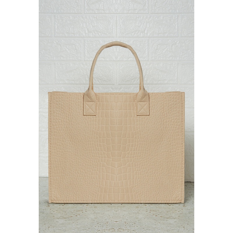 Beige Jute Shopping Bag
