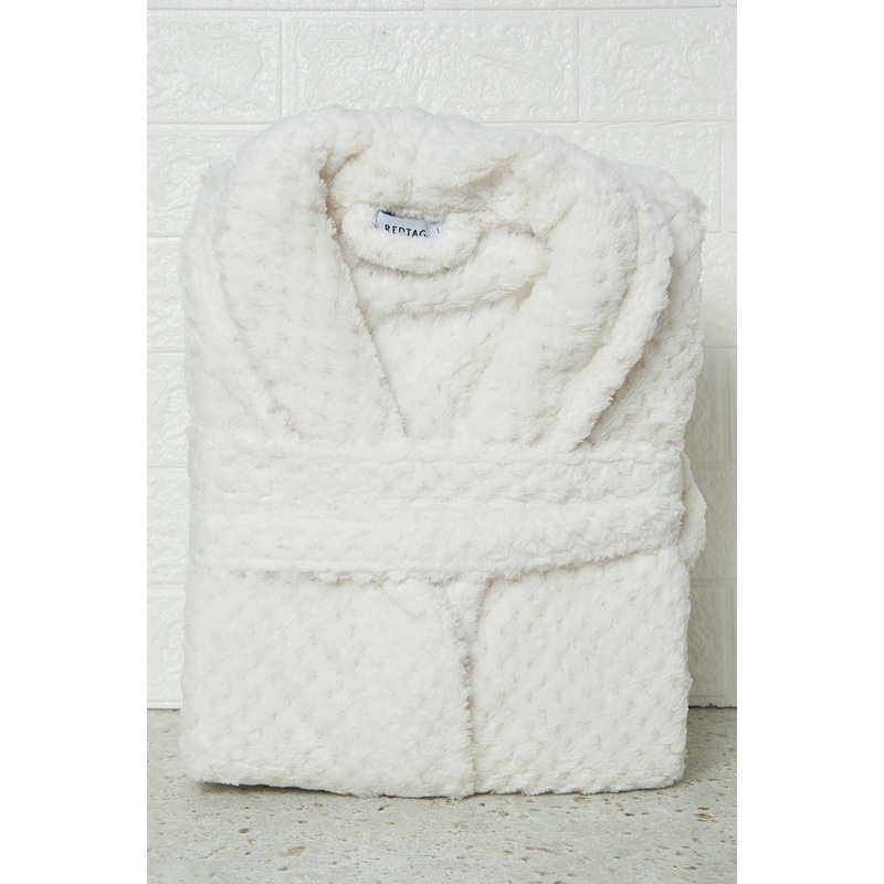 Cream Waffle Fleece Bathrobe|Medium|Large|X-Large|Xx-Large