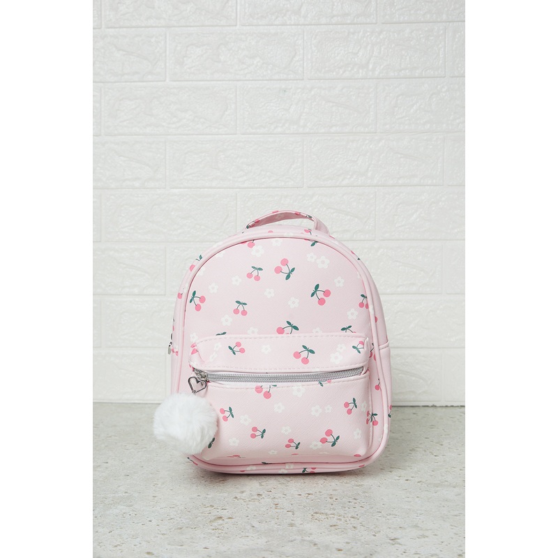 Girls Pink Printed Backpack