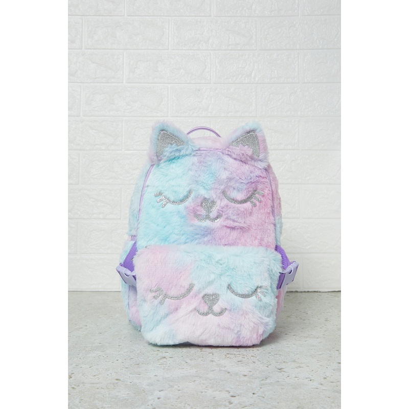 Girls Purple Faux Fur Backpack