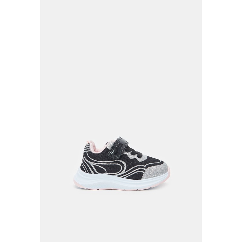 Infant Girls Black Velcro Trainers